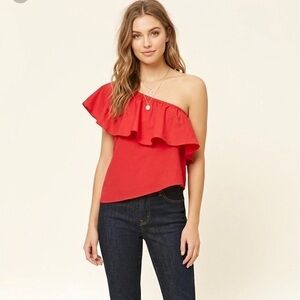 “Forever 21” One Shoulder Ruffle Top